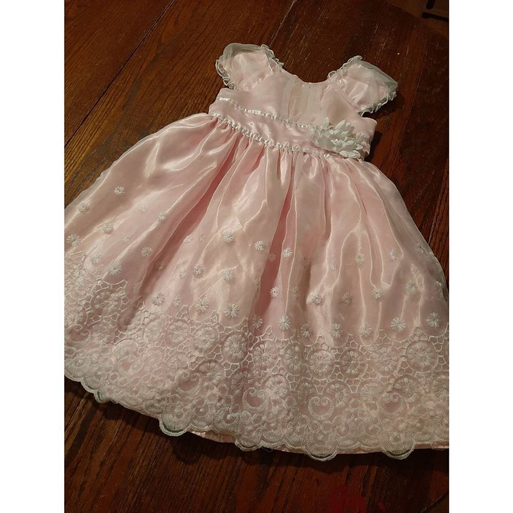 5 Jona Michelle Pink White Floral Lined Full Skirt Special Occasion Dress